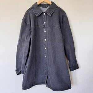 George Denim Dress Womens M Black Long Sleeve Collared Buttons Pockets